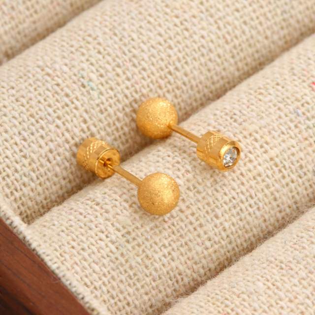 Diamond-Encrusted Double-Headed Stainless Steel Ear studs Mini Piercing Earrings