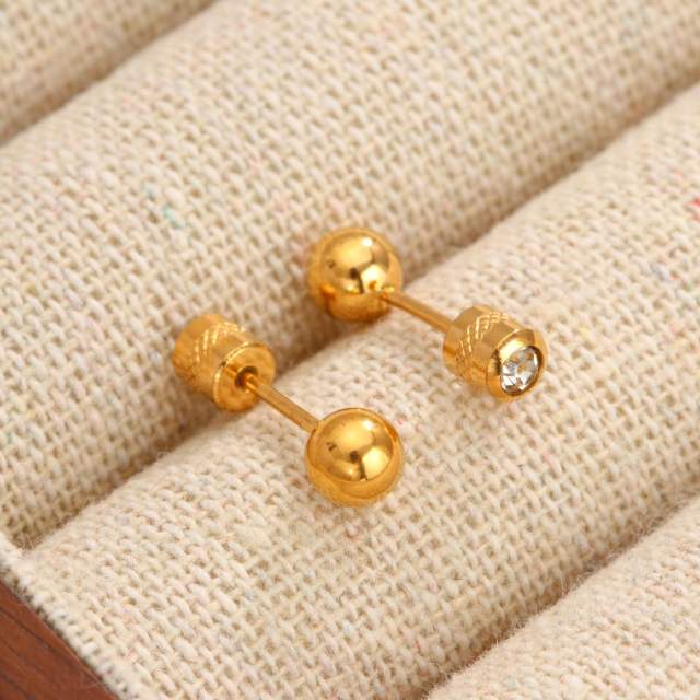 Diamond-Encrusted Double-Headed Stainless Steel Ear studs Mini Piercing Earrings