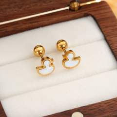 Diamond-Encrusted Double-Headed Titanium Steel Ear Studs piercing studs earrings