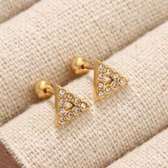 Triangular diamond-encrusted gold pair (boxed)