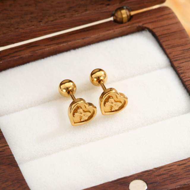 Diamond-Encrusted Double-Headed Titanium Steel Ear Studs piercing studs earrings