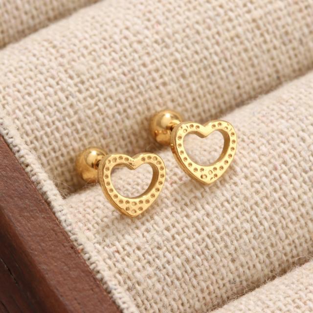 Stainless Steel Mini Piercing Earrings Screw-On Ball Ear Studs