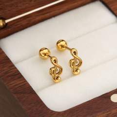 Diamond-Encrusted Double-Headed Titanium Steel Ear Studs piercing studs earrings