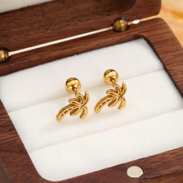 Diamond-Encrusted Double-Headed Titanium Steel Ear Studs piercing studs earrings