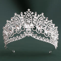 Delicate colorful crystal flower big hair crown for women