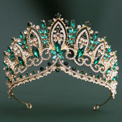 Delicate colorful crystal flower big hair crown for women