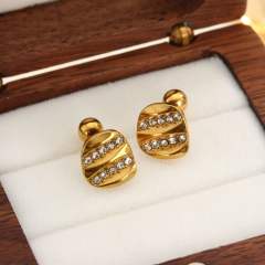 Diamond-Encrusted Double-Headed Titanium Steel Ear Studs piercing studs earrings