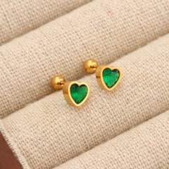 Titanium steel diamond heart colorful tiny ear studs piercing studs earrings