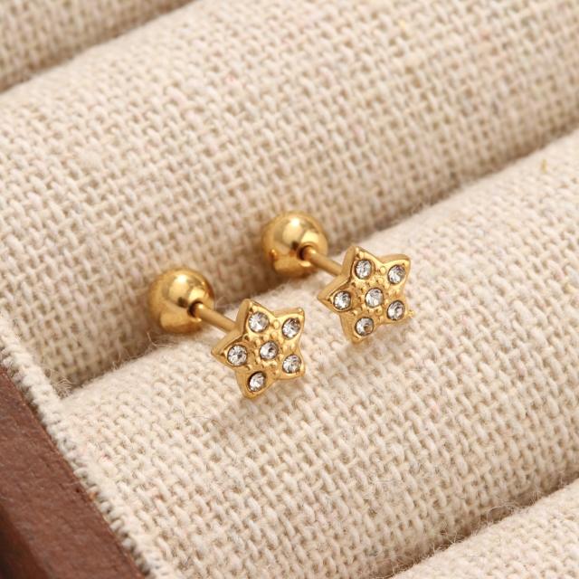 Diamond-Encrusted Titanium Steel Ear Studs Exquisite Ear Jewelry No Need to Remove Earrings for Bathing or Sleeping