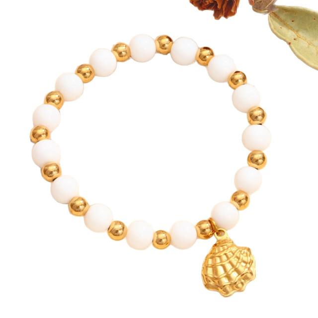 Hot Selling Marine Series Stainless Steel Beaded Bracelet Elastic Rope Bracelet Stretch Bracelet