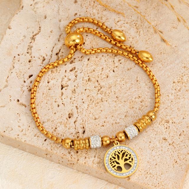 Best-Selling Tree of Life charm Adjustable Beaded Bracelet stainless steel bracelet