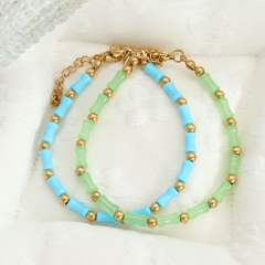 Stainless Steel Bead Spacer Bamboo Bracelet for Women
