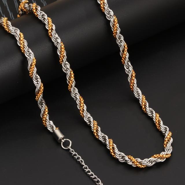 Twist Chain New Cool Style stainless steel necklace bracelet set for men chain Necklace Bracelet Set