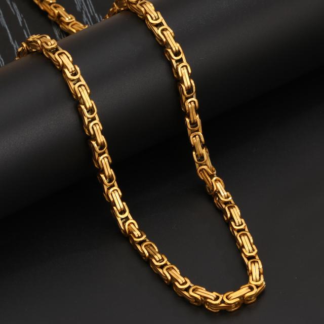 Men's Circular Chain Necklace hiphop stainless steel necklace bracelet set