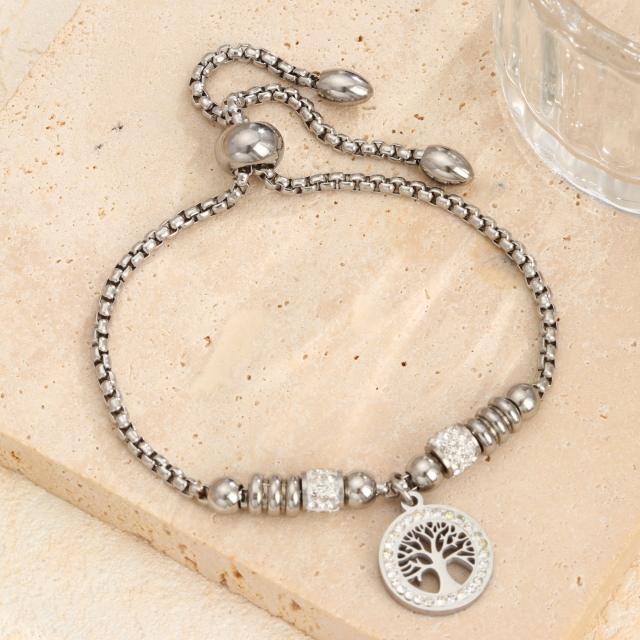 Best-Selling Tree of Life charm Adjustable Beaded Bracelet stainless steel bracelet