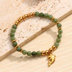 Starfish Natural Stone Beaded Bracelet for Women stainless steel bracelet
