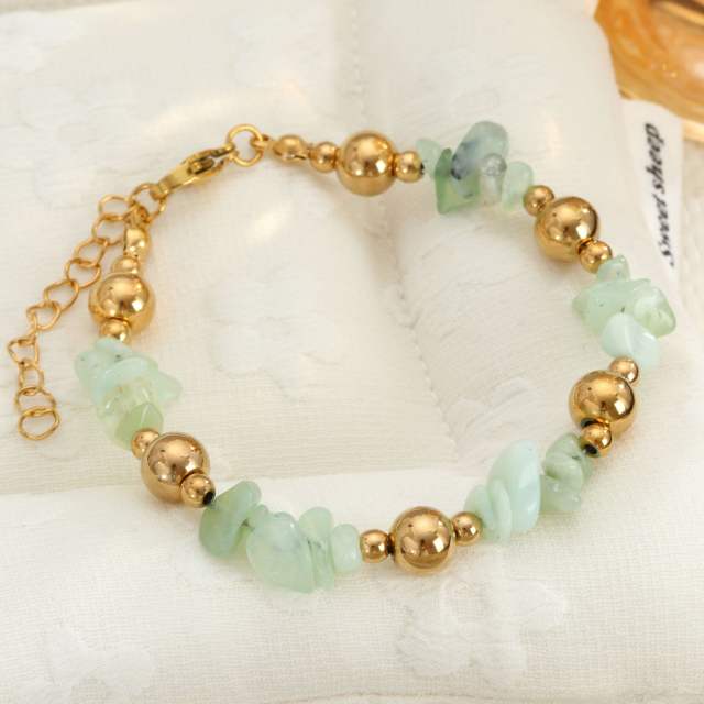 Natural Stone Beaded Bracelet for Women Fresh Gravel Style stainless steel bracelet