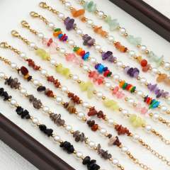 Summer Colorful Bracelets for Women Natural Stone Freshwater Pearl Handmade stainless steel bracelet