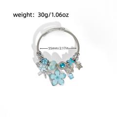 Summer fresh colorful flower charm pandora style bangle bracelet for women