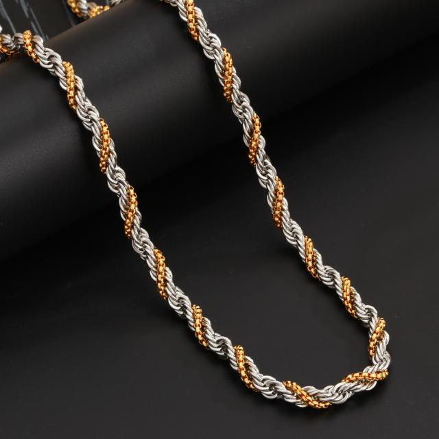 Twist Chain New Cool Style stainless steel necklace bracelet set for men chain Necklace Bracelet Set