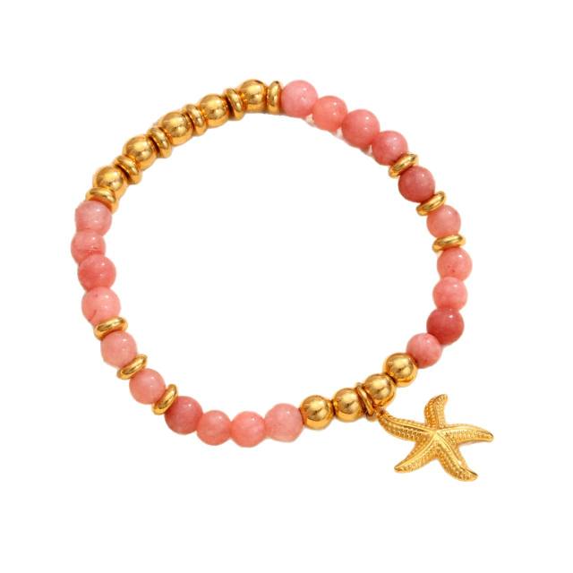 Starfish Natural Stone Beaded Bracelet for Women stainless steel bracelet