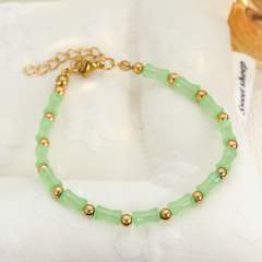 Stainless Steel Bead Spacer Bamboo Bracelet for Women