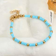 Stainless Steel Bead Spacer Bamboo Bracelet for Women