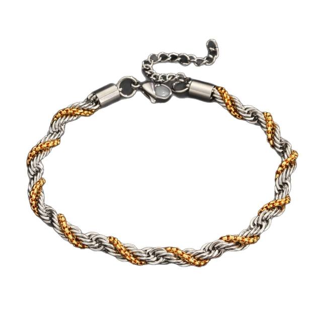 Twist Chain New Cool Style stainless steel necklace bracelet set for men chain Necklace Bracelet Set