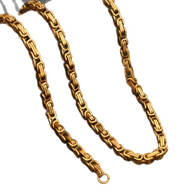 Men's Circular Chain Necklace hiphop stainless steel necklace bracelet set