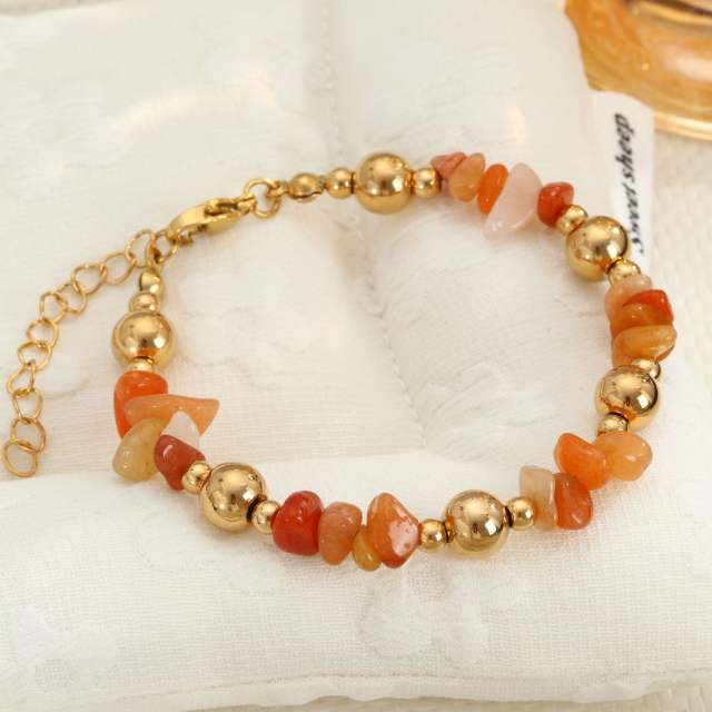 Natural Stone Beaded Bracelet for Women Fresh Gravel Style stainless steel bracelet