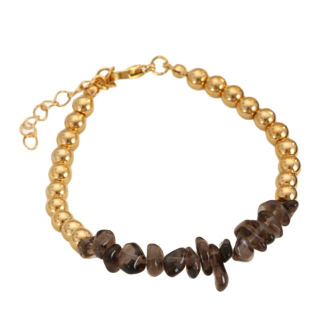New Style Natural Stone Patchwork Travel Stackable Bracelet Colorful Irregular Summer stainless Steel Bracelet for Women