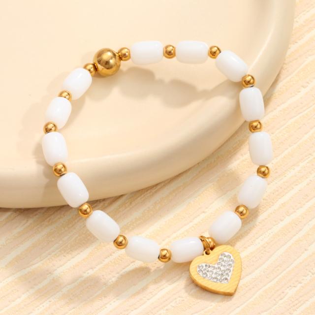 Starfish Natural Stone Beaded Bracelet for Women stainless steel bracelet