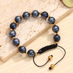 Handmade Natural Green Aventurine Colorful Stone Beaded stainless steel bracelet