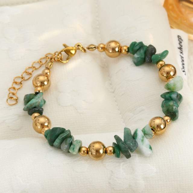 Natural Stone Beaded Bracelet for Women Fresh Gravel Style stainless steel bracelet