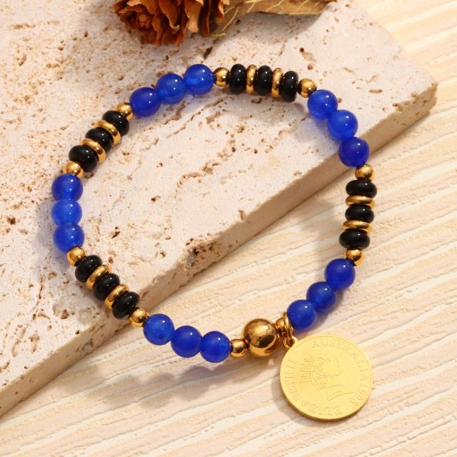 Starfish Natural Stone Beaded Bracelet for Women stainless steel bracelet