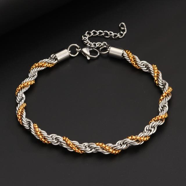 Twist Chain New Cool Style stainless steel necklace bracelet set for men chain Necklace Bracelet Set