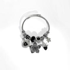 Summer fresh colorful flower charm pandora style bangle bracelet for women