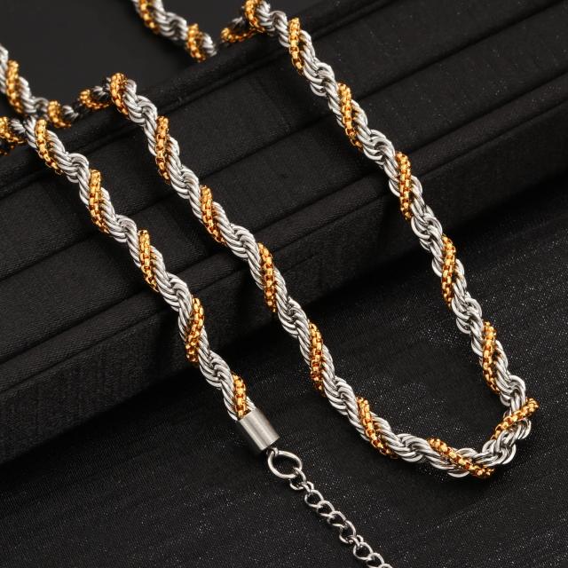 Twist Chain New Cool Style stainless steel necklace bracelet set for men chain Necklace Bracelet Set