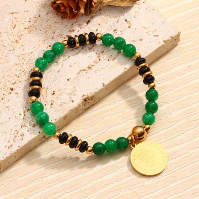 Starfish Natural Stone Beaded Bracelet for Women stainless steel bracelet