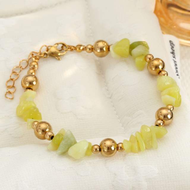 Natural Stone Beaded Bracelet for Women Fresh Gravel Style stainless steel bracelet