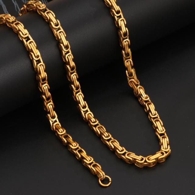 Men's Circular Chain Necklace hiphop stainless steel necklace bracelet set