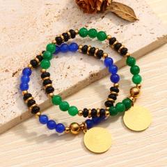 Hot Selling 6mm Stainless Steel Beaded Bracelet Elastic Rope Bracelet