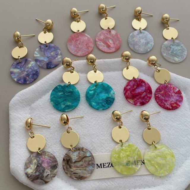 Colorful Round piece acrylic Earrings Seaside Vacation Style Dopamine Earrings