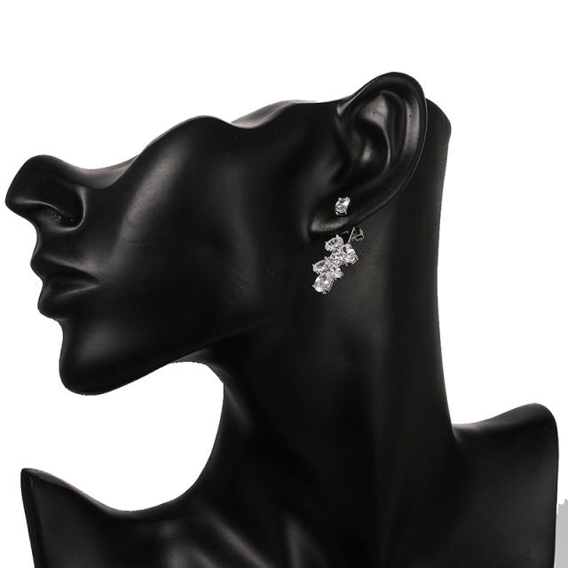 Personality zircon earrings all-match shiny diamond earrings jacket earrings