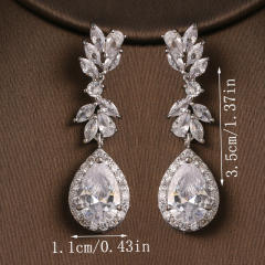 Fashion creative exquisite flower inlaid AAA zircon water drop earrings