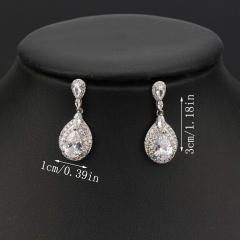 Elegant popular long water drop zircon earrings bride banquet ear jewelry
