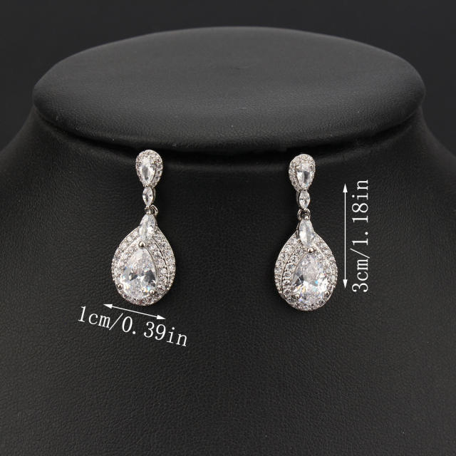 Elegant popular long water drop zircon earrings bride banquet ear jewelry