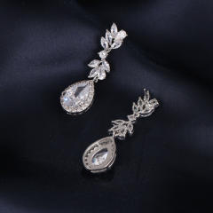 Fashion creative exquisite flower inlaid AAA zircon water drop earrings