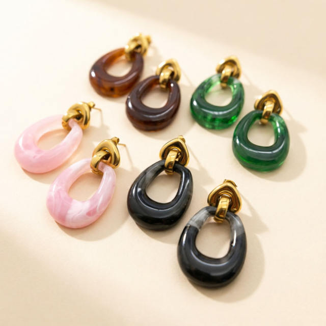 Easy match U shape acylic stainless steel earrings for women