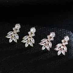 Flower Ear Studs Ice Flower Copper Inlaid Zircon Earrings